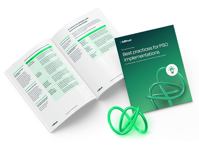 Best Practices for PSO Implementations eBook Mockup with 3D Graphic